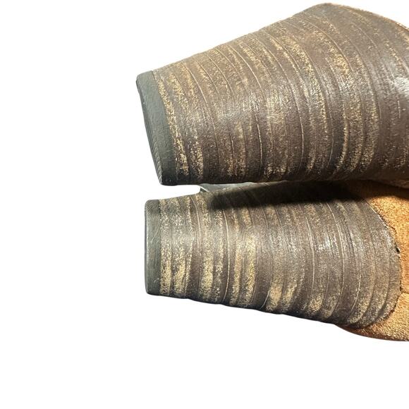 Born Fringe Suede Ankle Boots Brown Moc Toe Western Boho Size 9 Heeled bootie - Picture 8 of 11